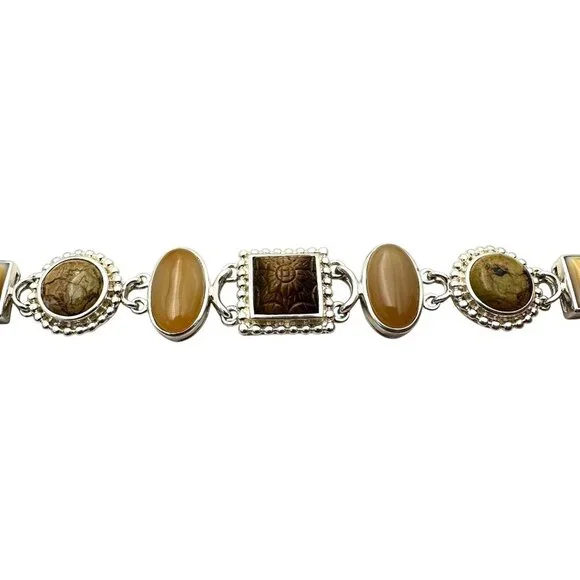 Whitney Kelly Sterling Silver Womens Bracelet Tiger Eye Jasper Toggle Clasp - Picture 6 of 8